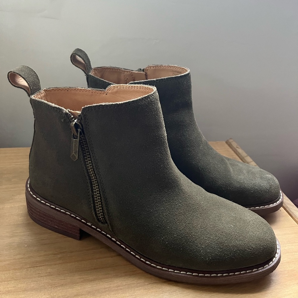 Olive Green Suede Ankle Boots